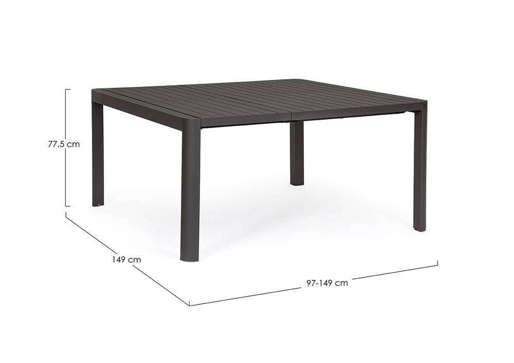 Esstisch TaVolo All. Kiplin anthrazit ausziehbar auf 149x149cm(150x97/150)Ausstellungstück